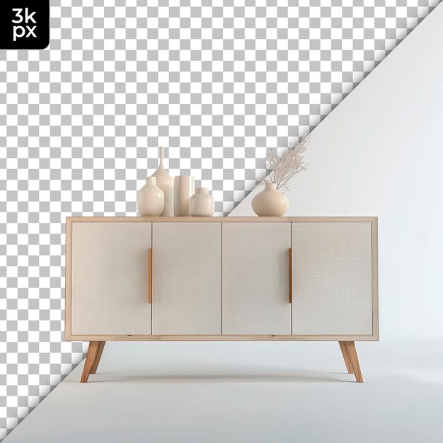 Scandinavische sideboard geïsoleerd op doorzichtige achtergrond