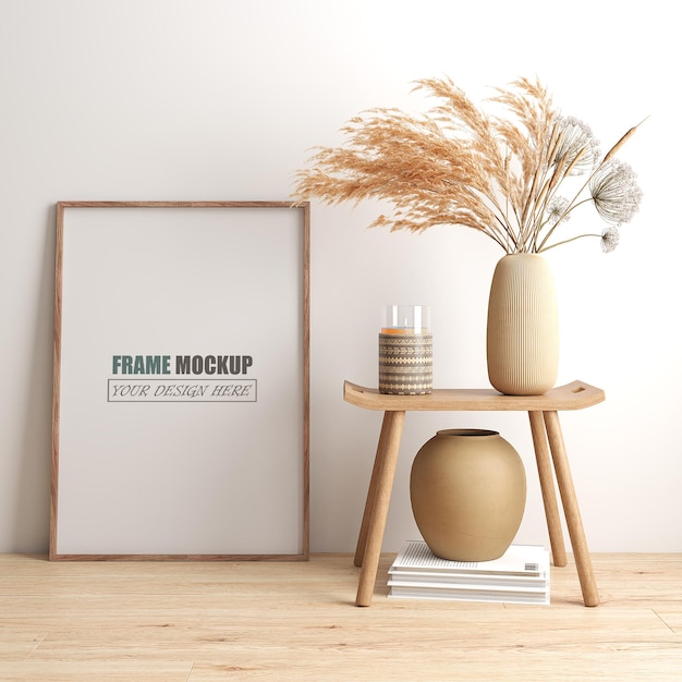 Scandinavische stijl decoratieve fotolijst mokcup