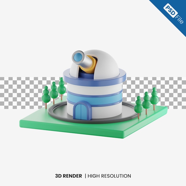 PSD scape observatory building 3d illustration