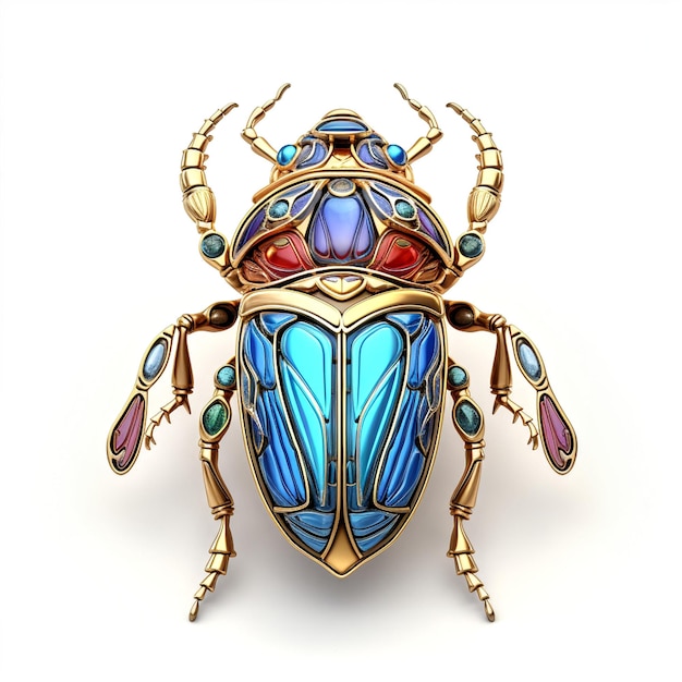 Scarab beetle 2d 3d digital art mobile game asset insect design art nouveau style clip art