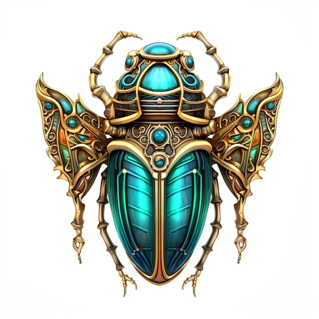 PSD scarab beetle 2d 3d digital art mobile game asset insect design art nouveau style clip art