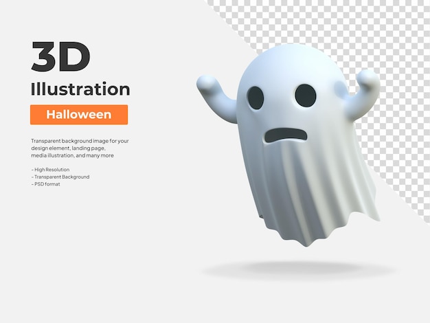 PSD illustrazione dell'icona 3d di halloween fantasma spaventoso