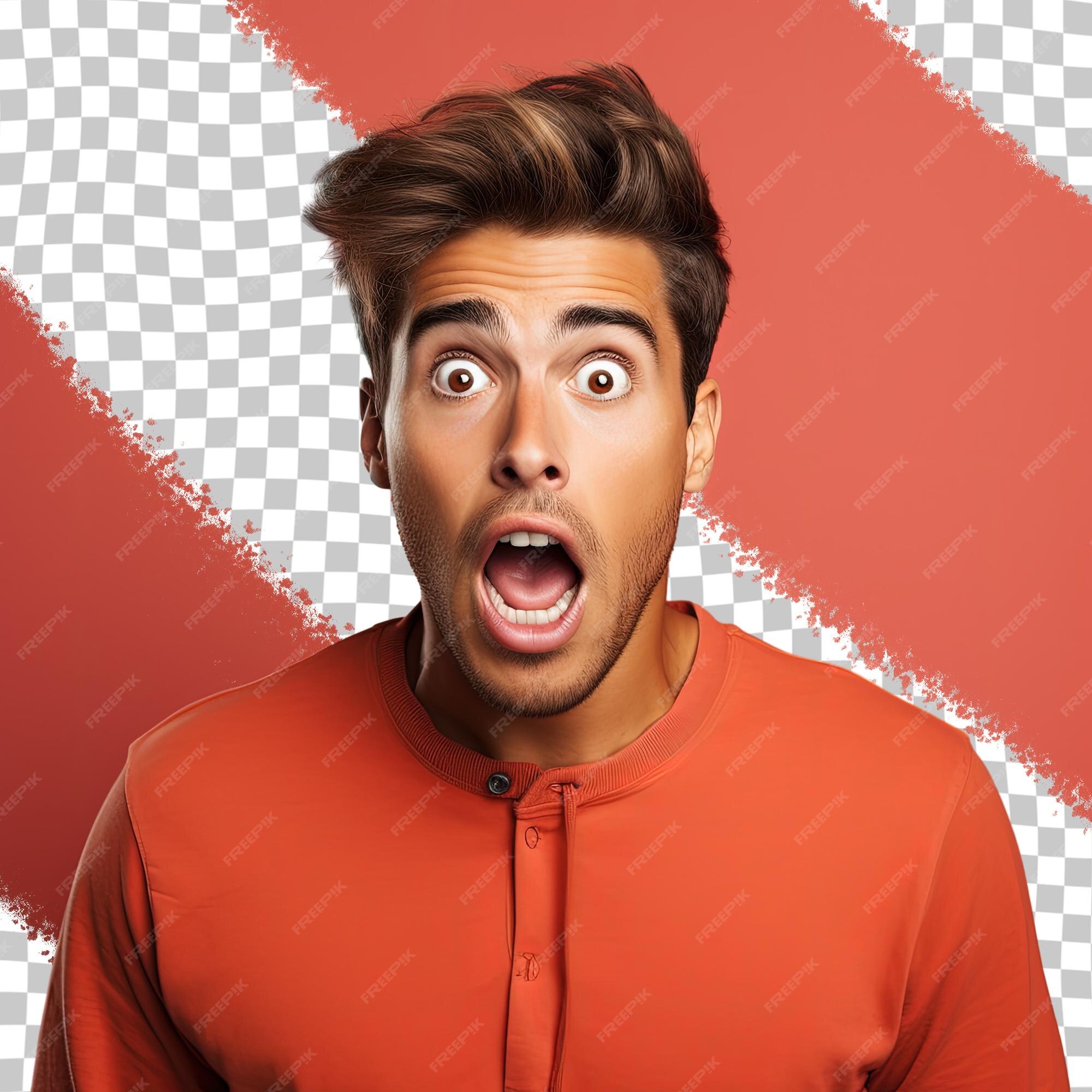 Portrait Of Young Man In Shock With A Scared Face Expression