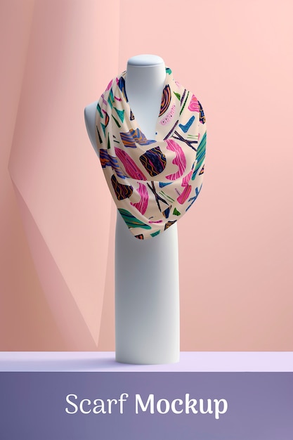 Scarf with beautiful pattern mockup