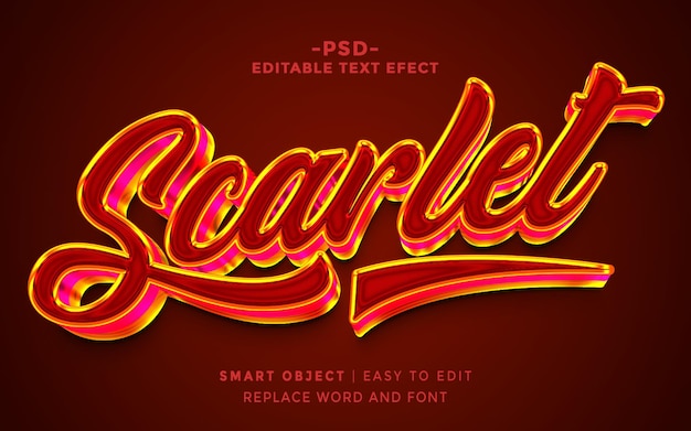 Scarlet 3d text effect full editable 2024 in photoshop