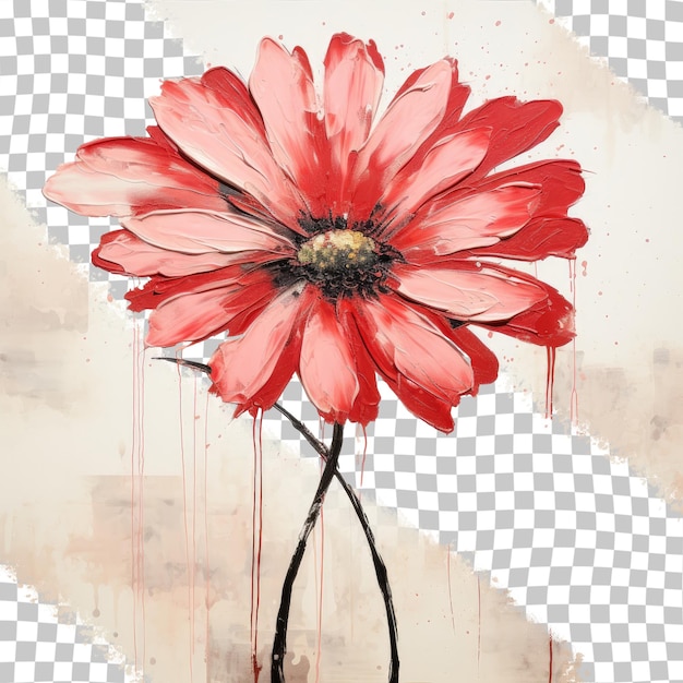 Scarlet bloom with snowy borders transparent background