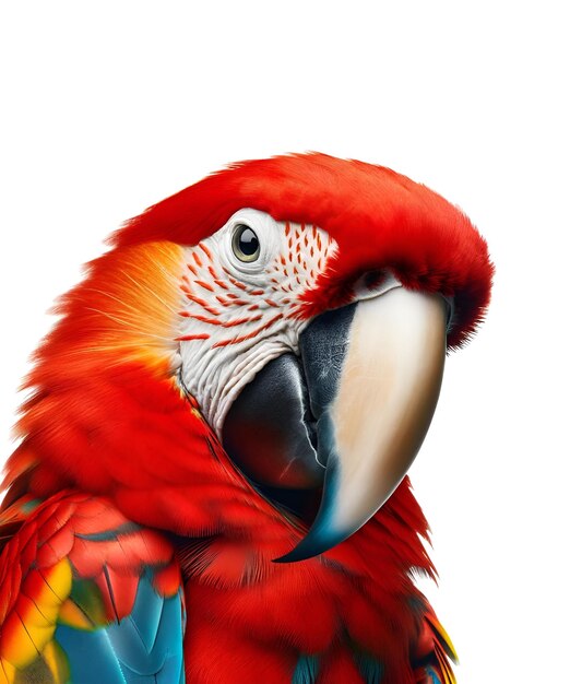 PSD scarlet macaw curious gaze