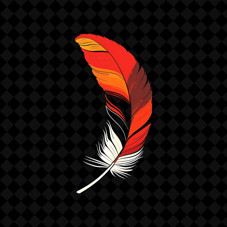 PSD scarlet macaw feathers with heliconia bract figures and mini creative illustration vector design