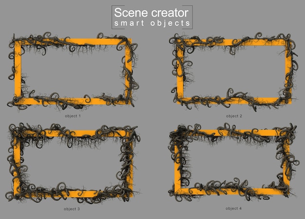 scary branch tree creeping on empty rectangle frame scene creator
