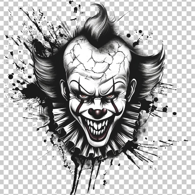 PSD scary clown head on grid background