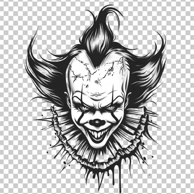 PSD scary clown head on grid background