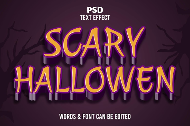 PSD scary halloween_editable text effect 3d emboss_style elegant
