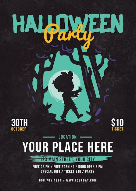 PSD scary halloween flyer for music party