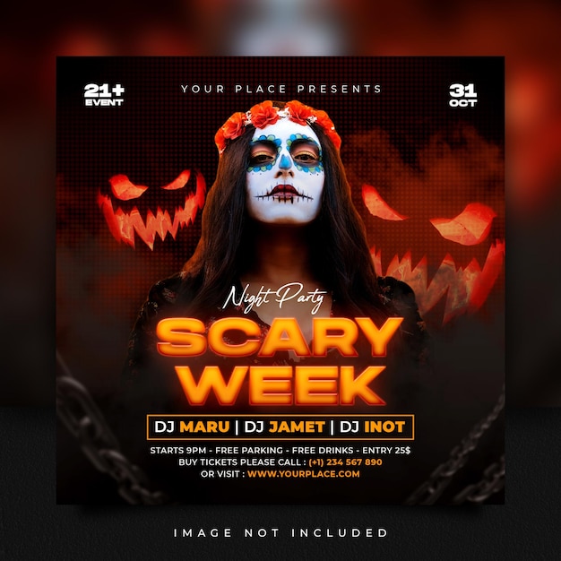 Scary Night Music Party Social Media Szablon Instagram