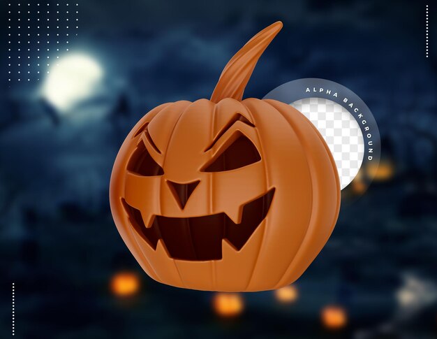 Scary pumpkin 3d element for composition