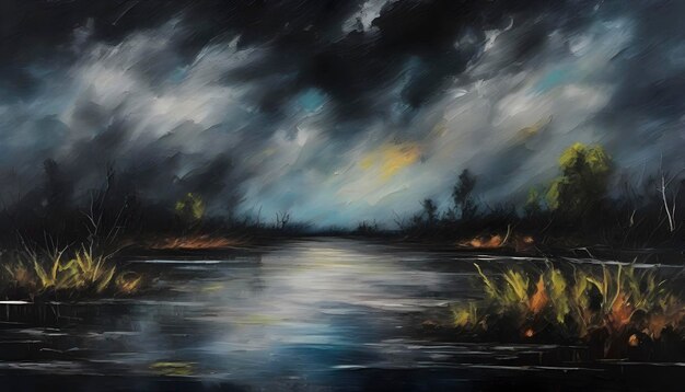 PSD a scary swamp landscape abstract art