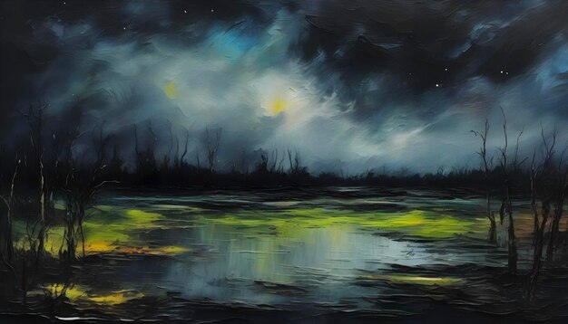 PSD a scary swamp landscape abstract art