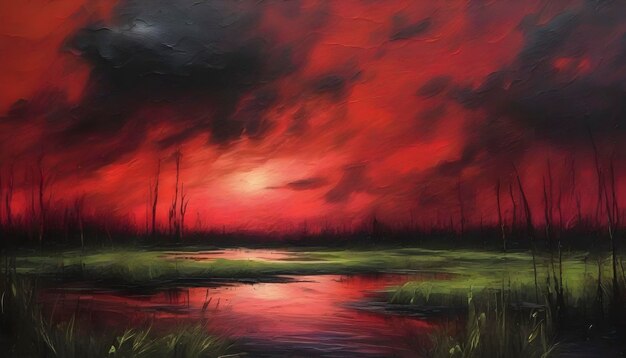 PSD a scary swamp landscape abstract art