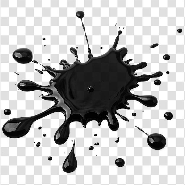 Scattered Black Ink Droplets With Natural Uneven Spread Texture Isolated on a Transparent Background