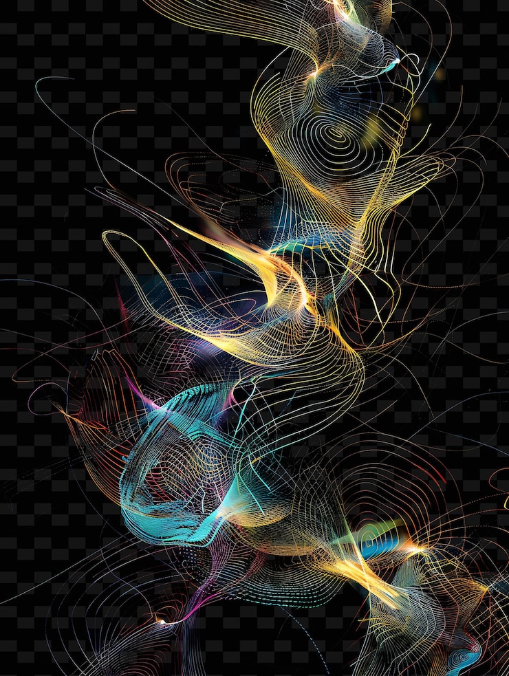 PSD scattered light with random pattern chaotic radiant evoking png neon light effect design
