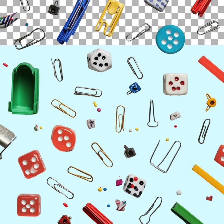 PSD scattered school office supplies on isolated transparent png background