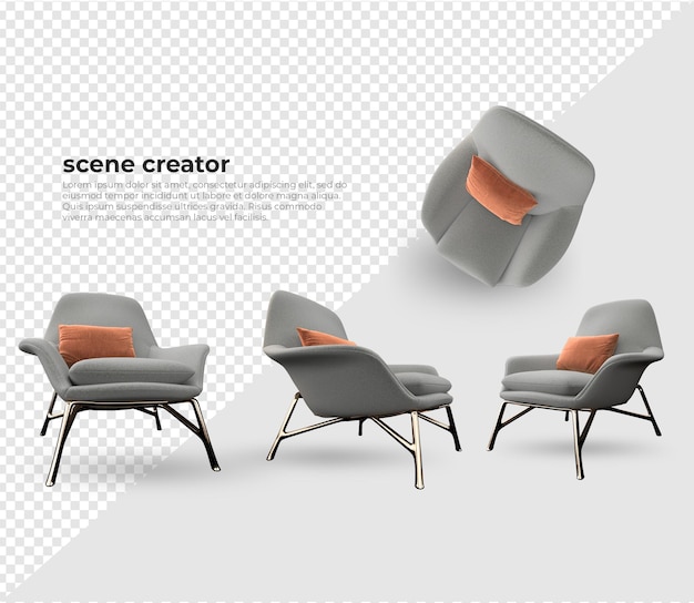 PSD scene creator bank met kussens ontwerp