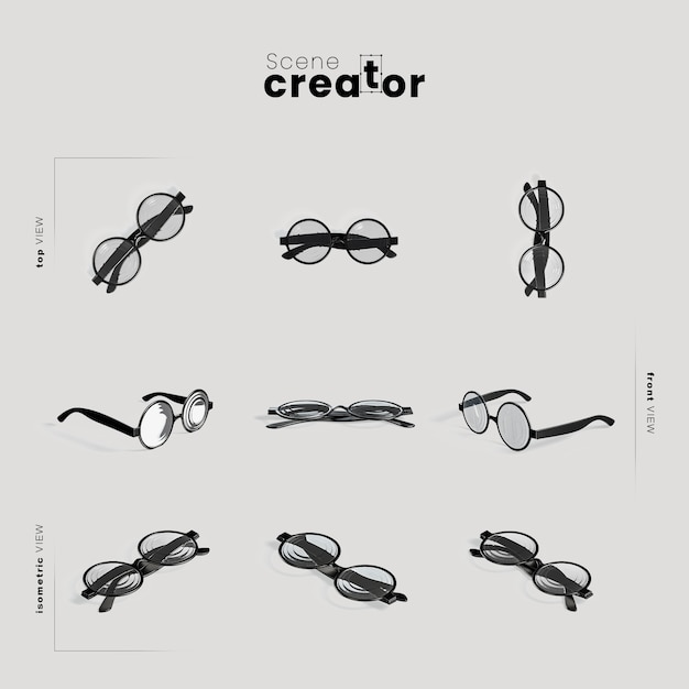 PSD scene creator carnival round glasses