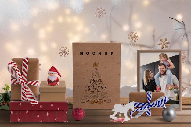 Scene creator mockup with christmas concept