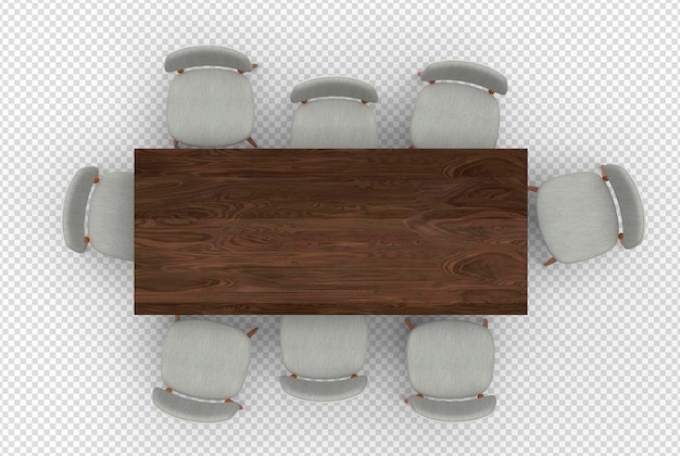 Scene creator Top view Table and chairs Transparent Background