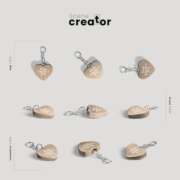 Scene creator with heart keychains