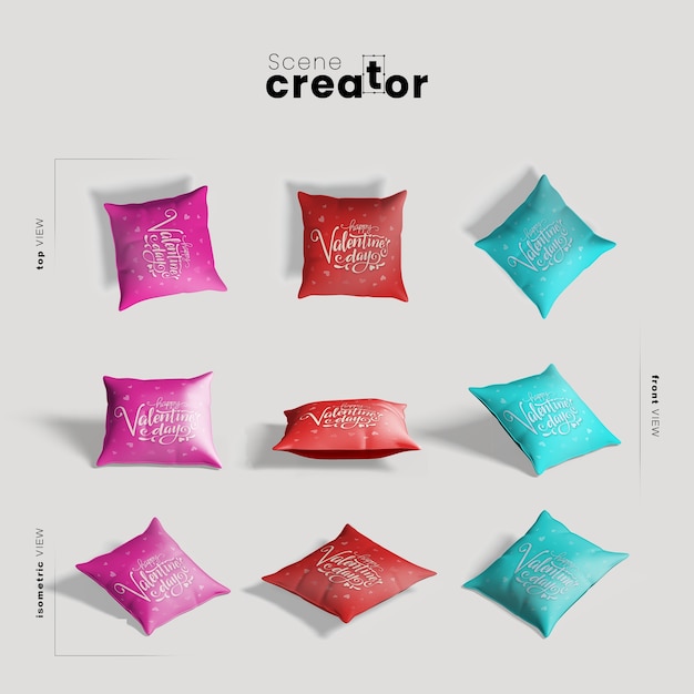 PSD scene creator with valentines day theme for pillows