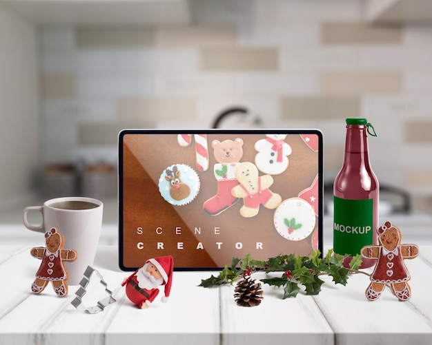 PSD scène maker mockup met kerst concept