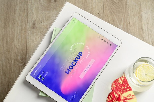 PSD scene with tablet device mock-up