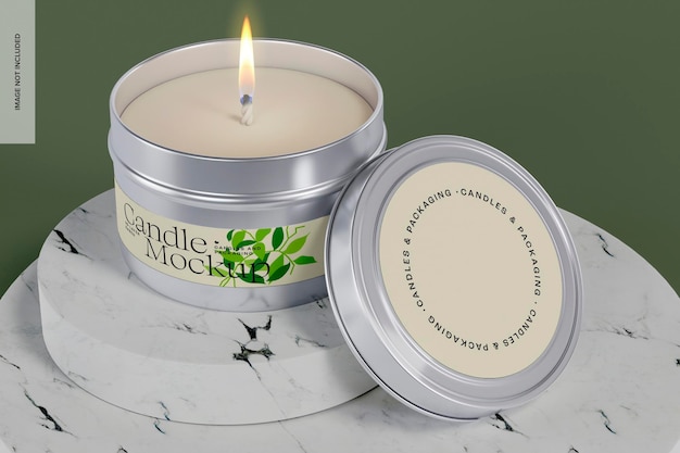 PSD scented candle can mockup, opened