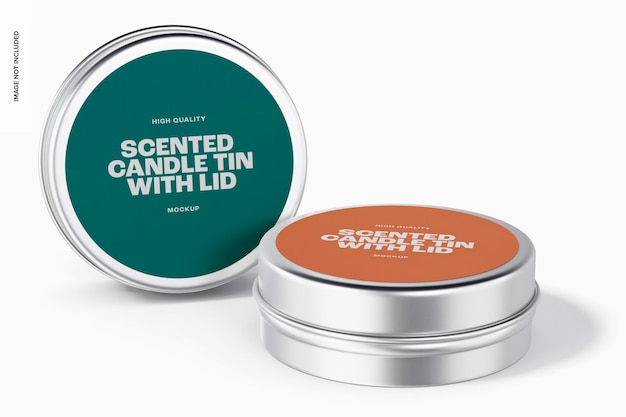 PSD scented candle tins with lid mockup