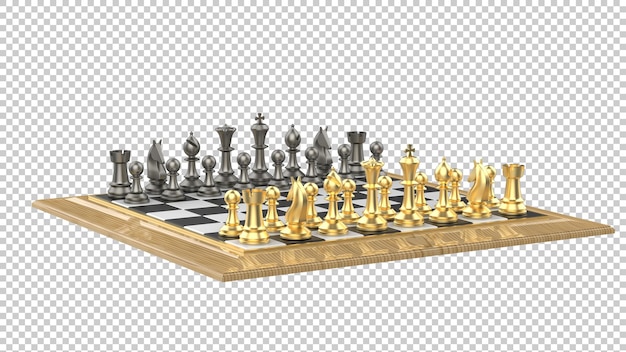 PSD schaakbord op transparante achtergrond 3d-rendering illustratie