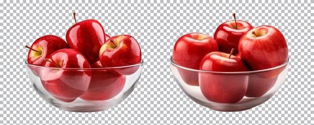 PSD schaal met verse hele rode appels geïsoleerd op een doorzichtige achtergrond