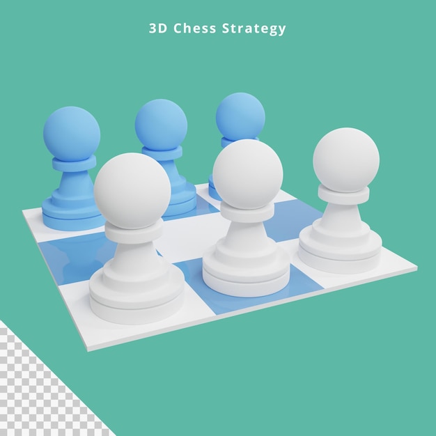 PSD schaken en strategie 3d illustratie