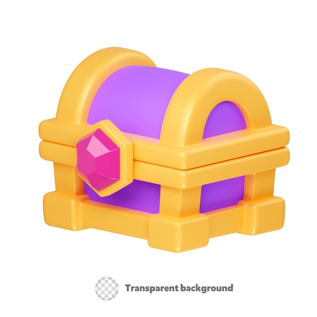 Schatkist spel activa pictogram Geïsoleerde 3d render Illustration