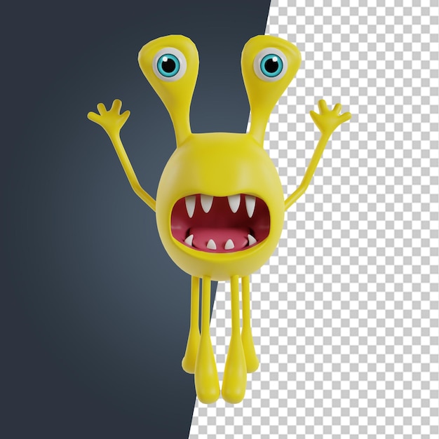Schattig chibi monster 3d render beeld