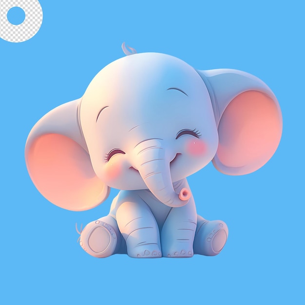 PSD schattig en schattig baby olifant cartoon personage