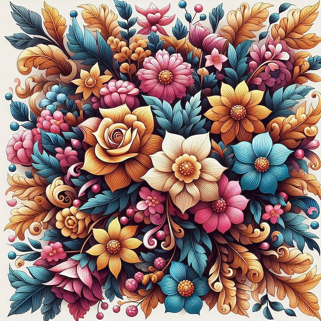schattig kleurrijke bloem naadloos patroon