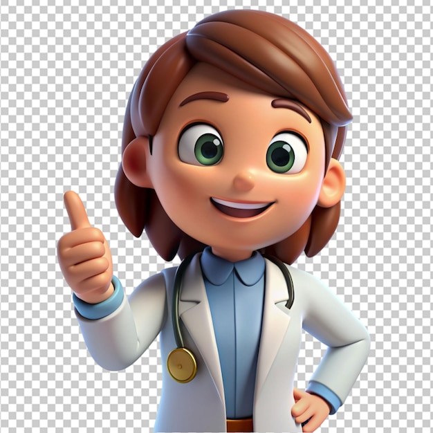 Schattig tekenfilm personage schattig glimlachende dokter vrouw png