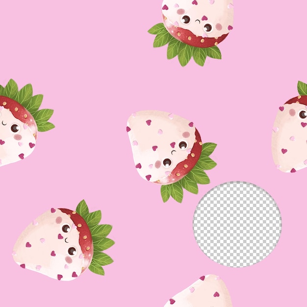 PSD schattig valentijn witte chocolade aardbei fondue naadloze patroon op roze achtergrond