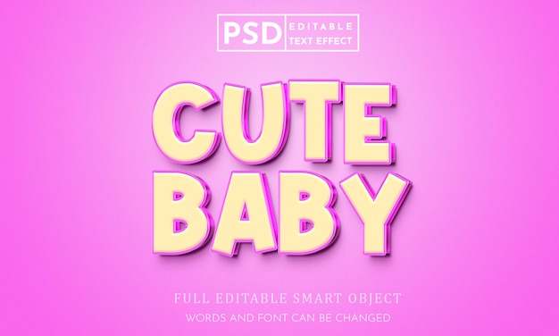 Schattige baby 3d-tekststijleffect psd premium-sjabloon