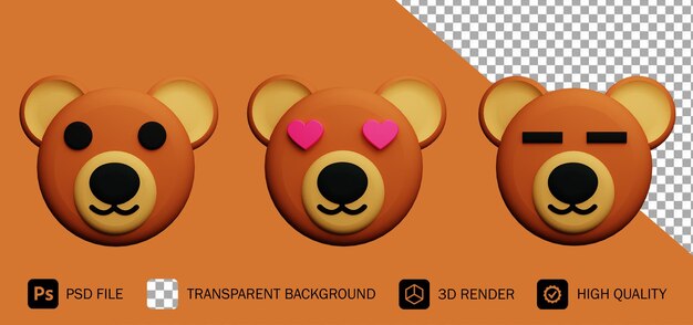 Schattige beer gezicht 3d render