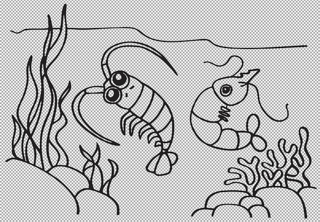 Schattige cartoon Garnalen in de zee kleur illustratie voor kinderen