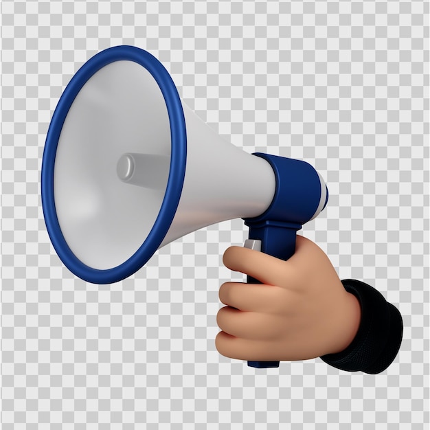 schattige cartoon karakter handen met megafoon gebaar 3D render geïsoleerd