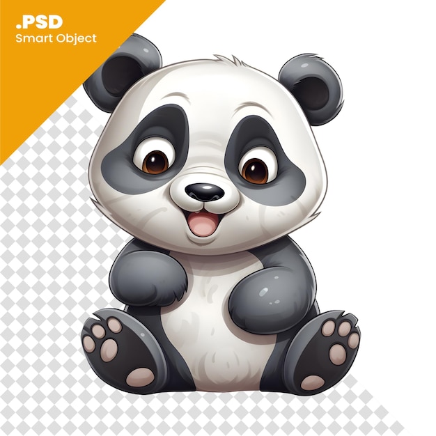 Schattige cartoon panda zittend op witte achtergrond vector illustratie psd-sjabloon
