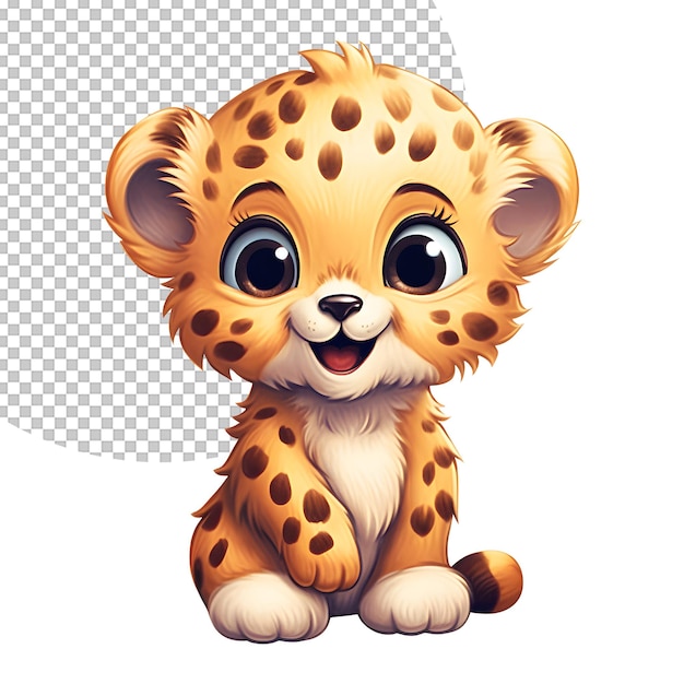 PSD schattige cheetah baby peuter illustratie op transparante achtergrond